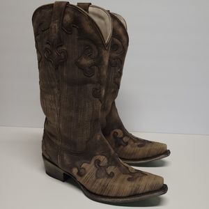 Lane Dawson Brown Boots, Size 7.5B Stitched Leathe